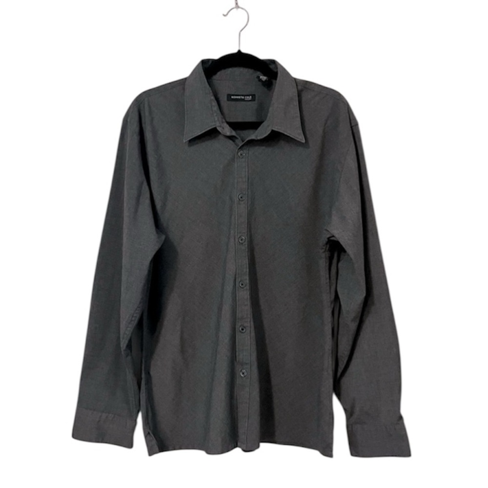 Kenneth Cole New York Men’s Dark Charcoal Gray Long Sleeve Button Down Shirt XL